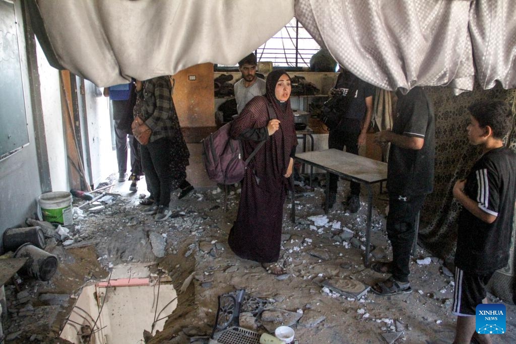 People check the damage after an Israeli airstrike in Gaza City, on July 15, 2024. (Photo: Xinhua)