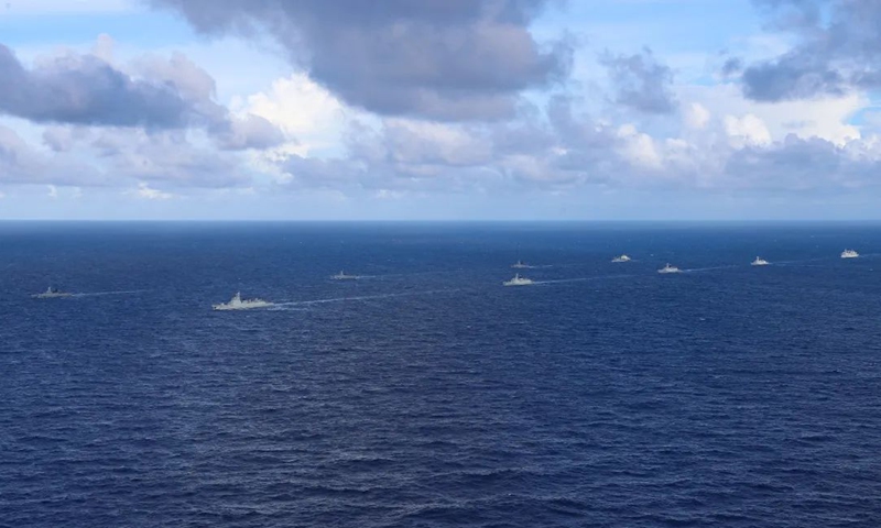 A China-Russia joint warship formation completes all training courses in the Joint Sea-2024 military exercise in waters near Zhanjiang, South China's Guangdong Province, on July 17, 2024.  Photo: Screenshot from the WeChat account of the PLA Navy