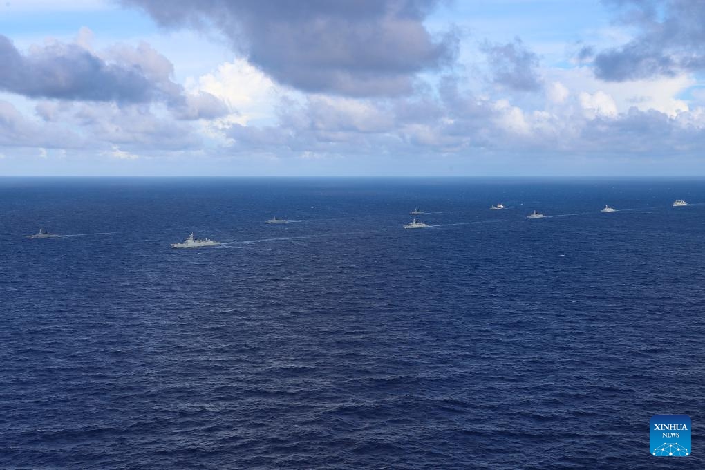 This photo taken on July 17, 2024 shows vessels from the Chinese and Russian navies attending a fleet separation ceremony in waters near Zhanjiang City, south China's Guangdong Province. (Photo: Xinhua)