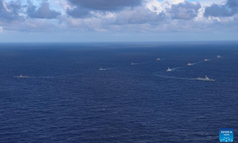 This photo taken on July 17, 2024 shows vessels from the Chinese and Russian navies attending a fleet separation ceremony in waters near Zhanjiang City, south China's Guangdong Province. (Photo: Xinhua)