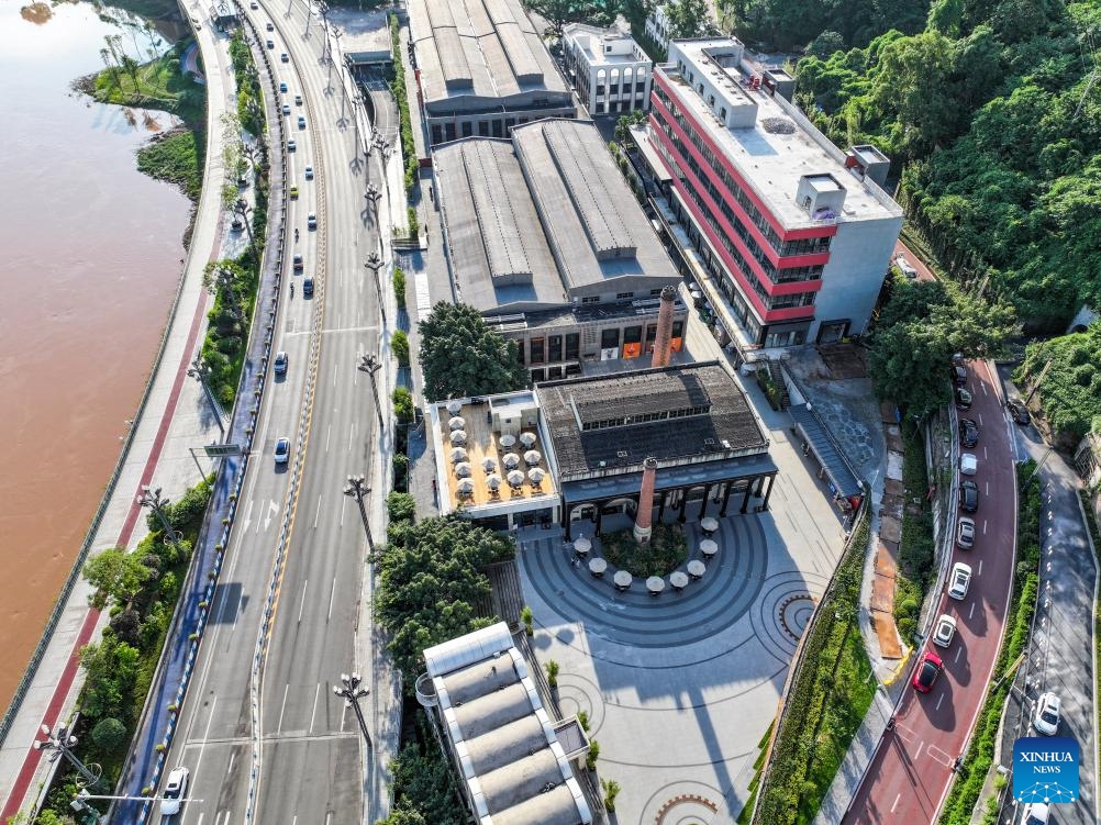 An aerial drone photo taken on July 15, 2024 shows the 1862 Yangpao Bureau Cultural and Creative Park in Jiangbei District of southwest China's Chongqing. Through urban renewal efforts in recent years, many old streets, neighborhoods and factories in Jiangbei District have been mapped out artistically and commercially. The creative renovation and upgrading brings more business opportunities to tap the potential, and attracts young people to experience the vibe, infusing more vigor into the areas. (Photo: Xinhua)