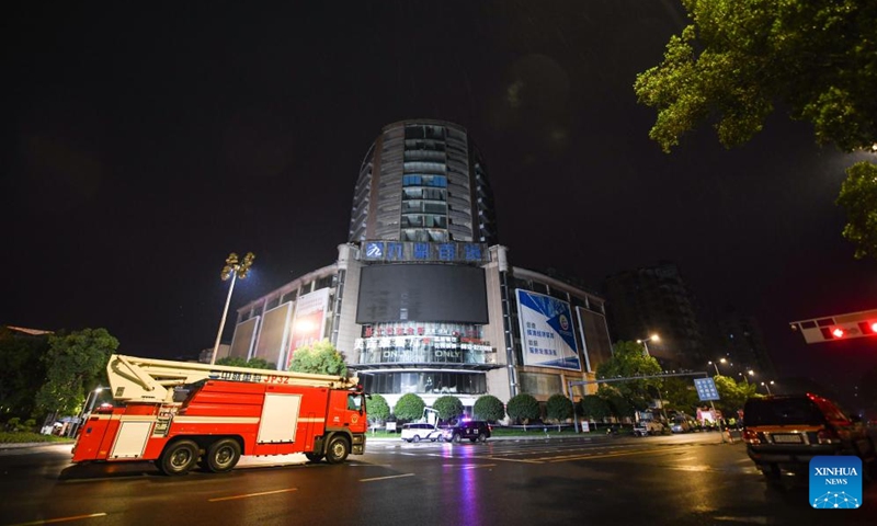 This photo taken on July 18, 2024 shows the rescue site of a department store fire in Zigong City, southwest China's Sichuan Province. (Photo: Xinhua)