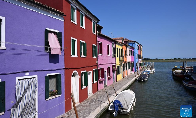 This photo taken on July 18, 2024 shows colorful houses in Burano island, Venice, Italy. (Photo: Xinhua)