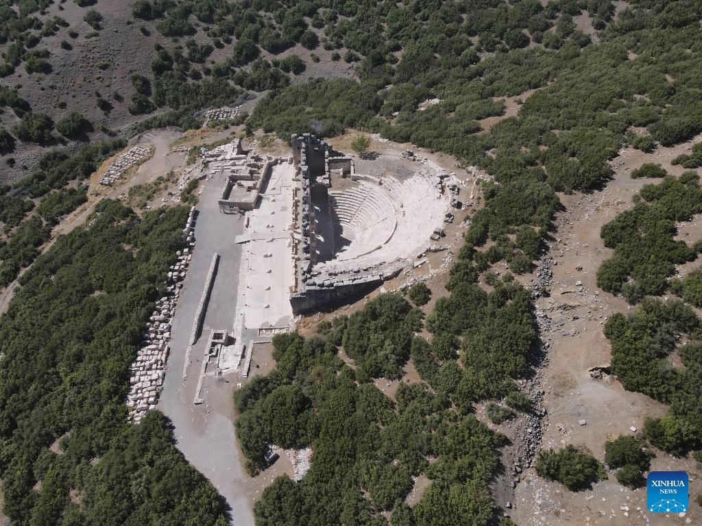 This aerial drone photo taken on July 18, 2024 shows the ancient city of Kibyra in the Golhisar district of Burdur, Türkiye. (Photo: Xinhua)