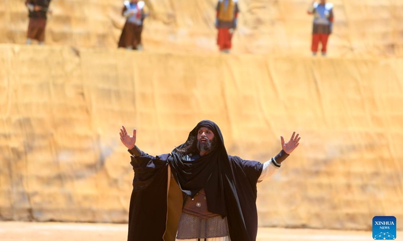 Actors perform on the occasion of Ashura in Nabatieh, Lebanon, on July 17, 2024. Ashura, or 10th of Muharram in the Islamic calendar, is observed in Lebanon as well as in other Muslim countries to commemorate the martyrdom of Imam Hussain and his followers. (Photo: Xinhua)