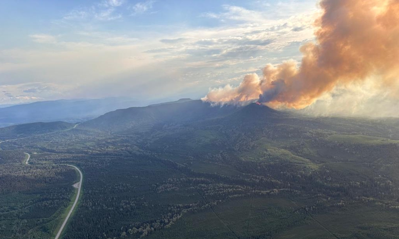 An aerial drone photo provided by BC Wildfire Service shows a wildfire at Steamboat Mountain, the northeast part of British Columbia, Canada, on July 17, 2024.

As of Sunday afternoon, there were over 300 active wildfires in the province of British Columbia, according to BC Wildfire Service. (BC Wildfire Service/Handout via Xinhua)