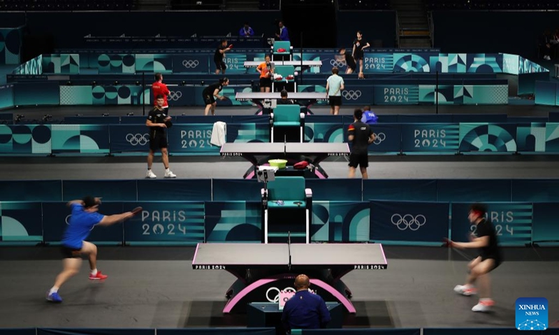 Athletes attend a training session for Paris 2024 in South Paris Arena, Paris, France, July 22, 2024. (Xinhua/Wang Dongzhen)