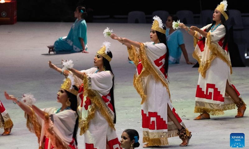 The opera Bani Stui Gulal, or Repetition of the Old Days is staged to celebrate Guelaguetza in Oaxaca City, Mexico, July 20, 2024. Guelaguetza is an annual showcase of the indigenous cultures of Mexico, featured by traditional music, dance, and food. (Photo: Xinhua)