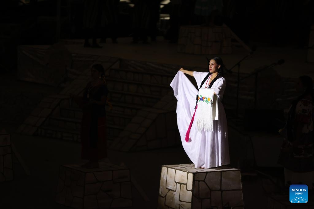 The opera Bani Stui Gulal, or Repetition of the Old Days is staged to celebrate Guelaguetza in Oaxaca City, Mexico, July 20, 2024. Guelaguetza is an annual showcase of the indigenous cultures of Mexico, featured by traditional music, dance, and food. (Photo: Xinhua)