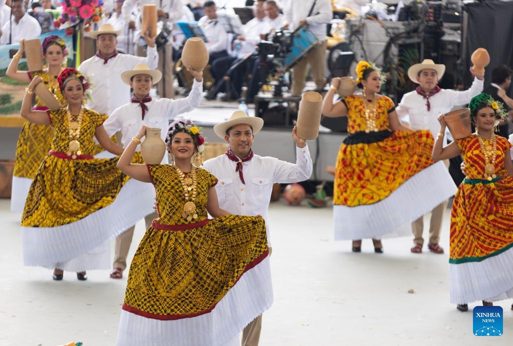 Performers dance at the Guelaguetza Auditorium in Oaxaca City, Mexico, July 22, 2024. Guelaguetza is an annual showcase of the indigenous cultures of Mexico, featured by traditional music, dance, and food. (Photo: Xinhua)