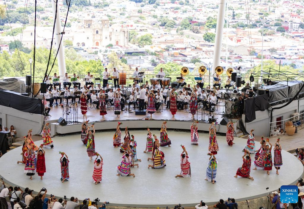 Performers dance at the Guelaguetza Auditorium in Oaxaca City, Mexico, July 22, 2024. Guelaguetza is an annual showcase of the indigenous cultures of Mexico, featured by traditional music, dance, and food. (Photo: Xinhua)