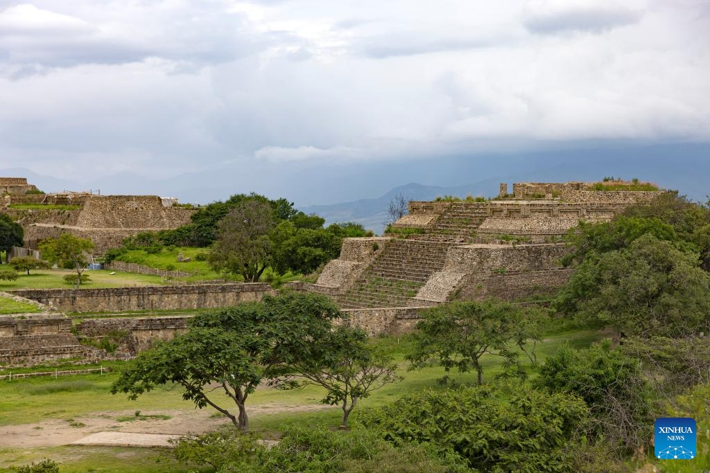 This photo taken on July 21, 2024 shows the remains in Monte Alban, Mexico. Founded around 500 B.C., Monte Alban is a large archaeological site about 10 kilometers away from Oaxaca City. It was listed as a UNESCO World Heritage Site in 1987. (Photo: Xinhua)