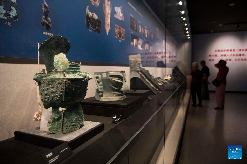 Tourists visit the trial preview of an exhibition at the Sanxingdui Museum in Guanghan City, southwest China's Sichuan Province, July 22, 2024. (Photo: Xinhua)