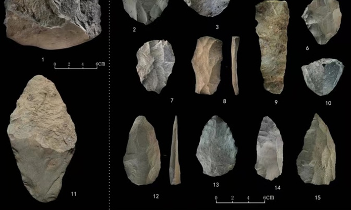 Stone tools found at the excavation site Photo: Henan Daily 