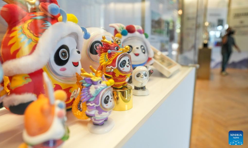 This photo taken on July 24, 2024 shows various editions of Bing Dwen Dwen, the mascots for the Beijing 2022 Olympic Winter Games, at the China House in Paris, France. The China House for the Paris 2024 Olympic Games was inaugurated at the Hotel Salomon de Rothschild in Paris on Wednesday. Photo: Xinhua