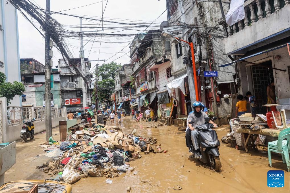 This photo taken on July 25, 2024 shows the view of a street after floods in Marikina City, the Philippines. Reported deaths from heavy rains, massive flooding, and landslides triggered by southwest monsoon enhanced by typhoon Gaemi have climbed to 21, police said on Thursday. (Photo: Xinhua)