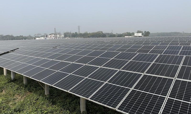 Photo taken on Feb. 17, 2024 shows a Chinese-built photovoltaic power plant in Mymensingh District, Bangladesh. Photo: Xinhua