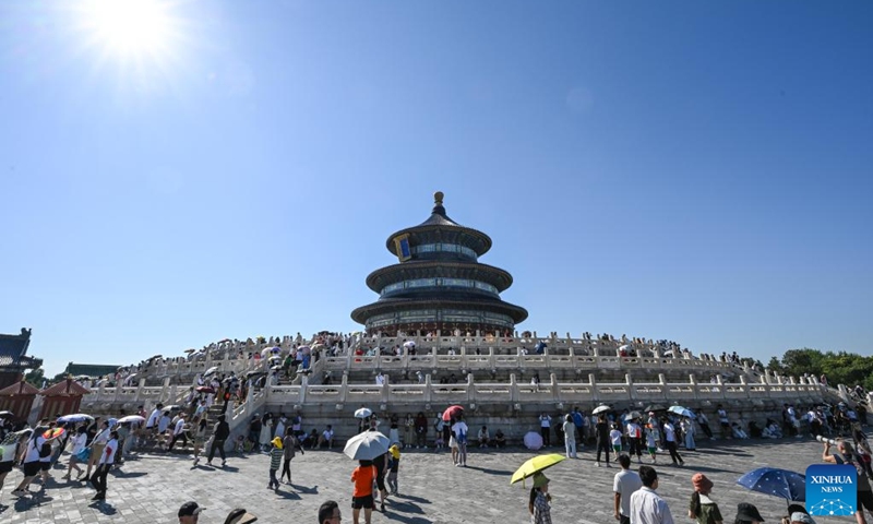 The Hall of Prayer for Good Harvests, or Qiniandian, is pictured at the Tiantan (Temple of Heaven) Park in Beijing, capital of China, July 17, 2024. Photo: Xinhua