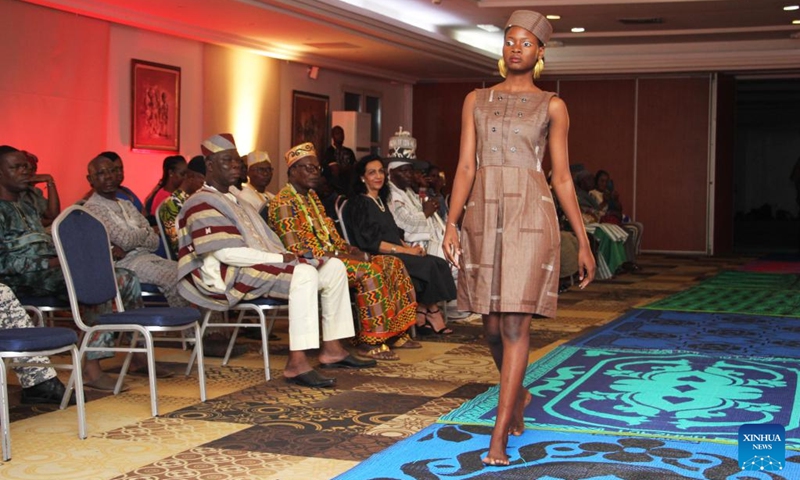 A model presents a creation during a fashion show as part of the Biennale Ouidah 2024 in Cotonou, Benin, July 26, 2024. Photo: Xinhua