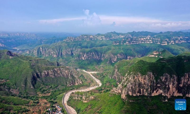 An aerial drone photo taken on July 24, 2024 shows a view of the Taihang Mountain in Pingshun County, Changzhi City of north China's Shanxi Province. Photo: Xinhua