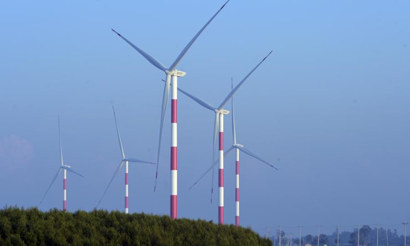 Photo taken on Oct. 30, 2023 shows the Cox's Bazar wind power plant built by a Chinese company in Khurushkul, Bangladesh. Photo: Xinhua