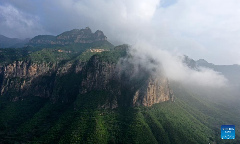 An aerial drone photo taken on July 26, 2024 shows a view of the Taihang Mountain in Pingshun County, Changzhi City of north China's Shanxi Province. Photo: Xinhua