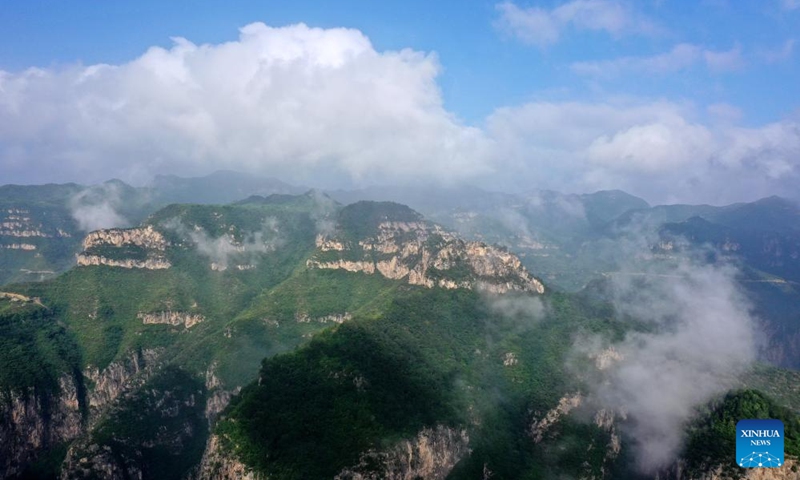 An aerial drone photo taken on July 26, 2024 shows a view of the Taihang Mountain in Pingshun County, Changzhi City of north China's Shanxi Province. Photo: Xinhua