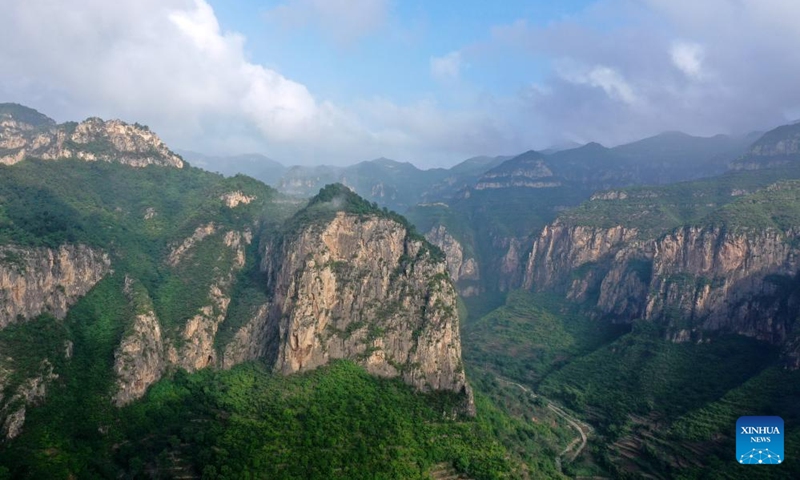 An aerial drone photo taken on July 26, 2024 shows a view of the Taihang Mountain in Pingshun County, Changzhi City of north China's Shanxi Province. Photo: Xinhua