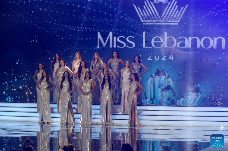 Contestants compete in the Miss Lebanon 2024 contest in Beirut, Lebanon, on July 27, 2024. Nada Koussa, a clinical psychologist from the northern region of Akkar, was crowned Miss Lebanon 2024 on Saturday evening. Photo: Xinhua