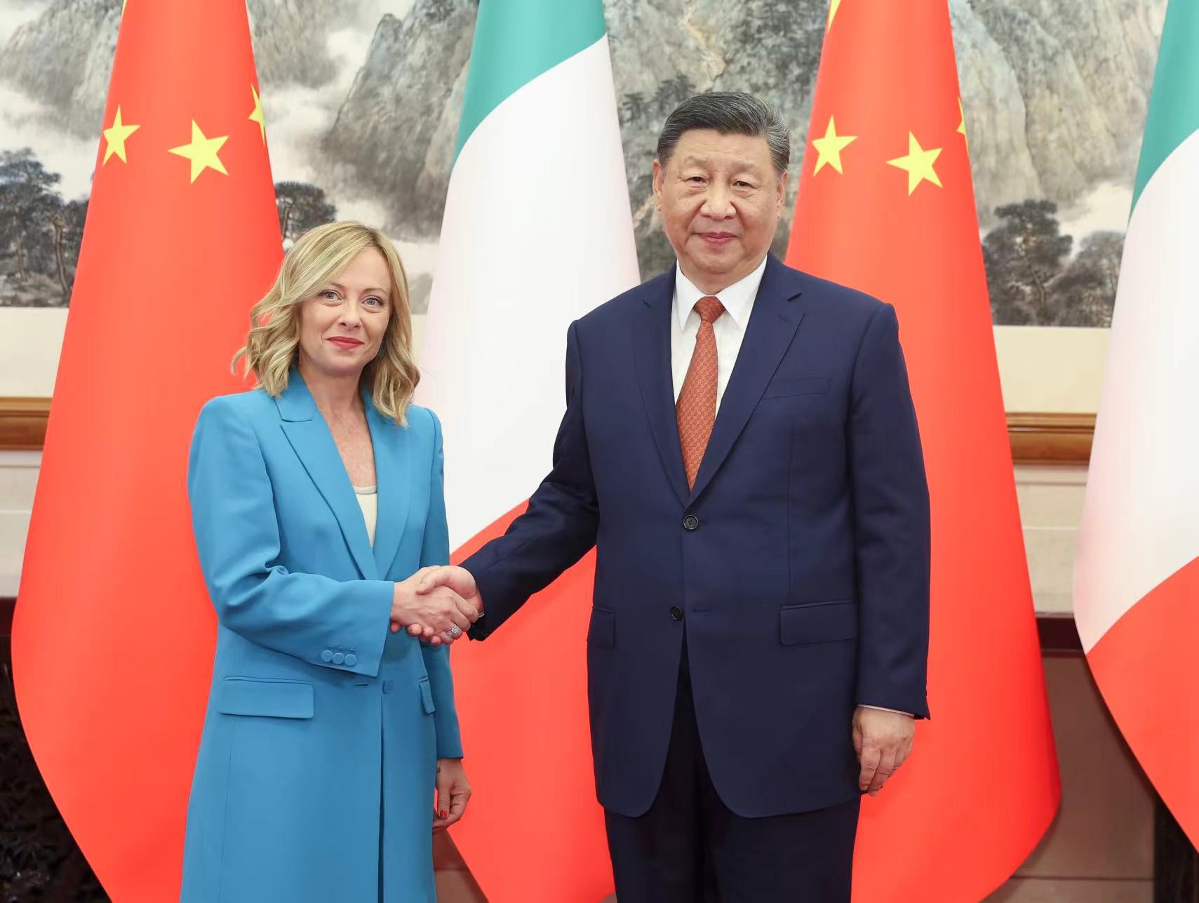 Chinese President Xi Jinping meets with Italian Prime Minister Giorgia Meloni at the Diaoyutai State Guesthouse in Beijing on July 29, 2024. Photo: Xinhua