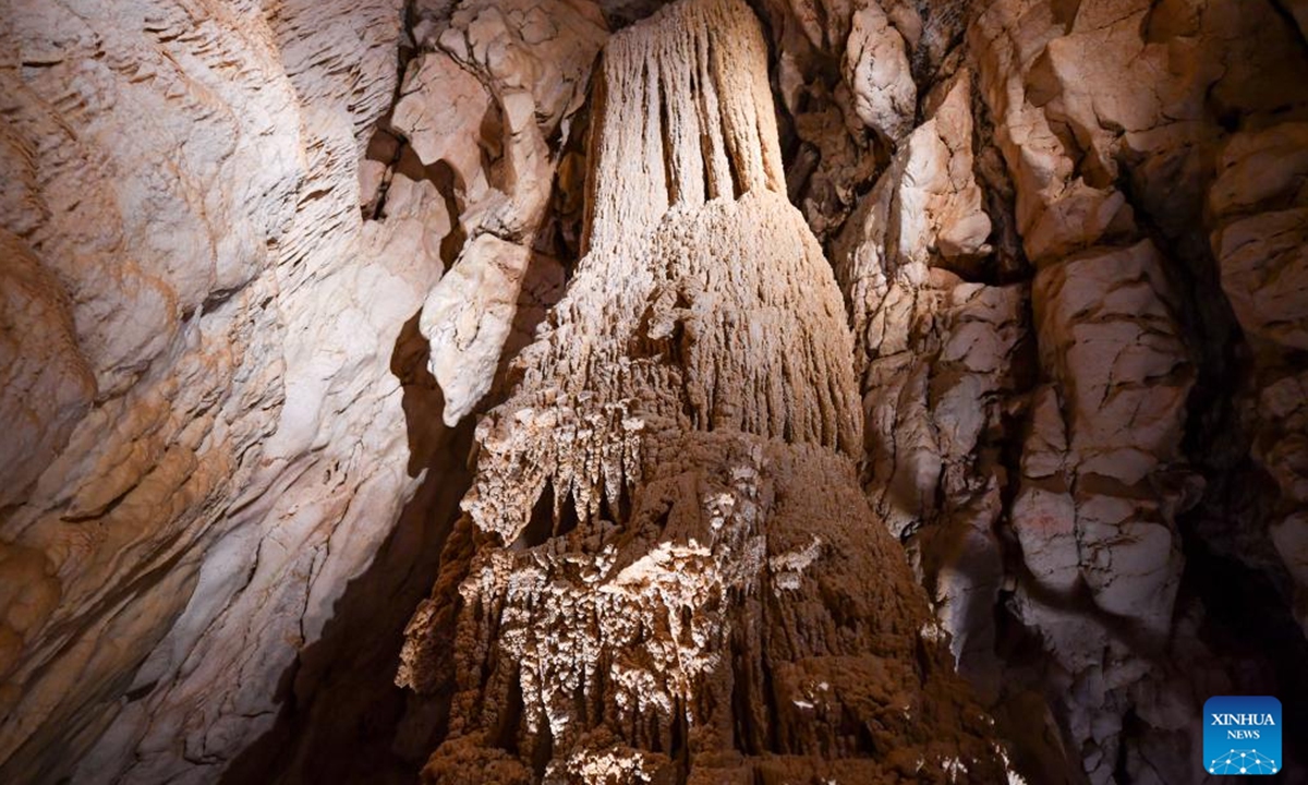 This photo taken on July 28, 2024 shows the scenery of the Vallorbe Caves in Switzerland. Nestled in the heart of the Jura Mountains in Switzerland, the Vallorbe Caves are well-known for the magnificent limestone caves formed over thousands of years.(Photo: Xinhua)