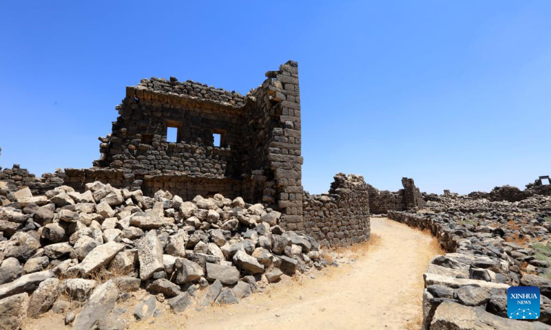 This photo taken on Aug. 13, 2024 show ruins at the archaeological site of Umm al-Jimal in northern Jordan. Umm al-Jimal, located in northern Jordan, is one of the country's significant cultural heritage sites which was inscribed on the World Heritage List by the United Nations Educational, Scientific and Cultural Organization (UNESCO) in 2024. (Photo: Xinhua)