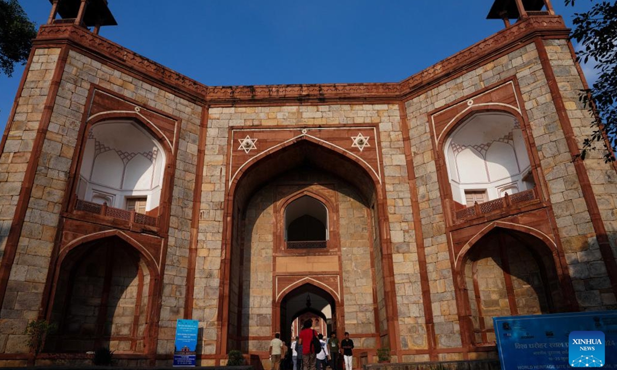 This photo taken on July 29, 2024 shows the main mausoleum of Humayun's Tomb in New Delhi, India.

Humayun's Tomb was inscribed on the World Heritage List by the United Nations Educational, Scientific and Cultural Organization (UNESCO) in 1993. (Photo: Xinhua)