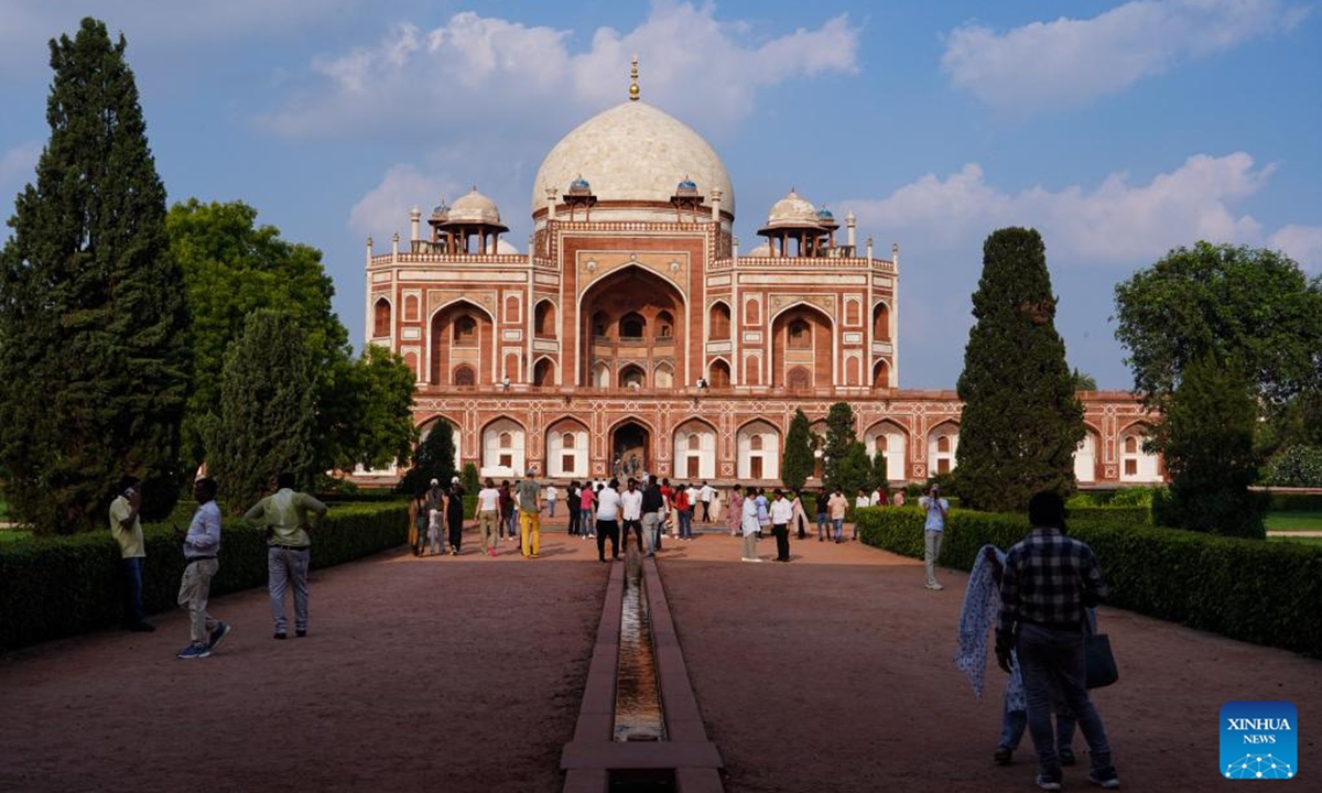 This photo taken on July 29, 2024 shows the main mausoleum of Humayun's Tomb in New Delhi, India.

Humayun's Tomb was inscribed on the World Heritage List by the United Nations Educational, Scientific and Cultural Organization (UNESCO) in 1993. (Photo: Xinhua)