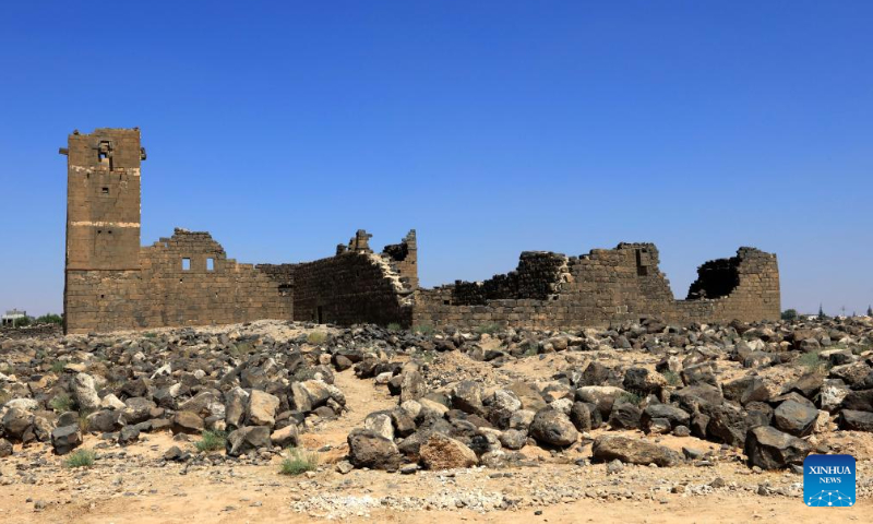 This photo taken on Aug. 13, 2024 show ruins at the archaeological site of Umm al-Jimal in northern Jordan. Umm al-Jimal, located in northern Jordan, is one of the country's significant cultural heritage sites which was inscribed on the World Heritage List by the United Nations Educational, Scientific and Cultural Organization (UNESCO) in 2024. (Photo: Xinhua)