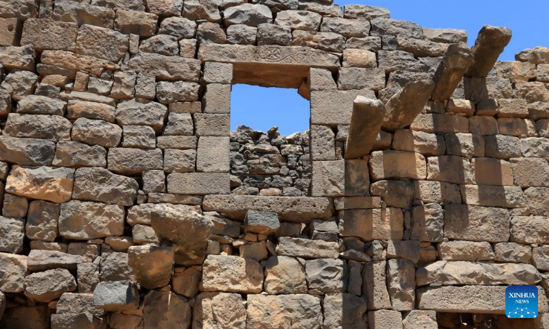 This photo taken on Aug. 13, 2024 show ruins at the archaeological site of Umm al-Jimal in northern Jordan. Umm al-Jimal, located in northern Jordan, is one of the country's significant cultural heritage sites which was inscribed on the World Heritage List by the United Nations Educational, Scientific and Cultural Organization (UNESCO) in 2024. (Photo: Xinhua)