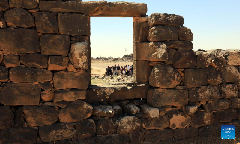 This photo taken on Aug. 13, 2024 show ruins at the archaeological site of Umm al-Jimal in northern Jordan. Umm al-Jimal, located in northern Jordan, is one of the country's significant cultural heritage sites which was inscribed on the World Heritage List by the United Nations Educational, Scientific and Cultural Organization (UNESCO) in 2024. (Photo: Xinhua)