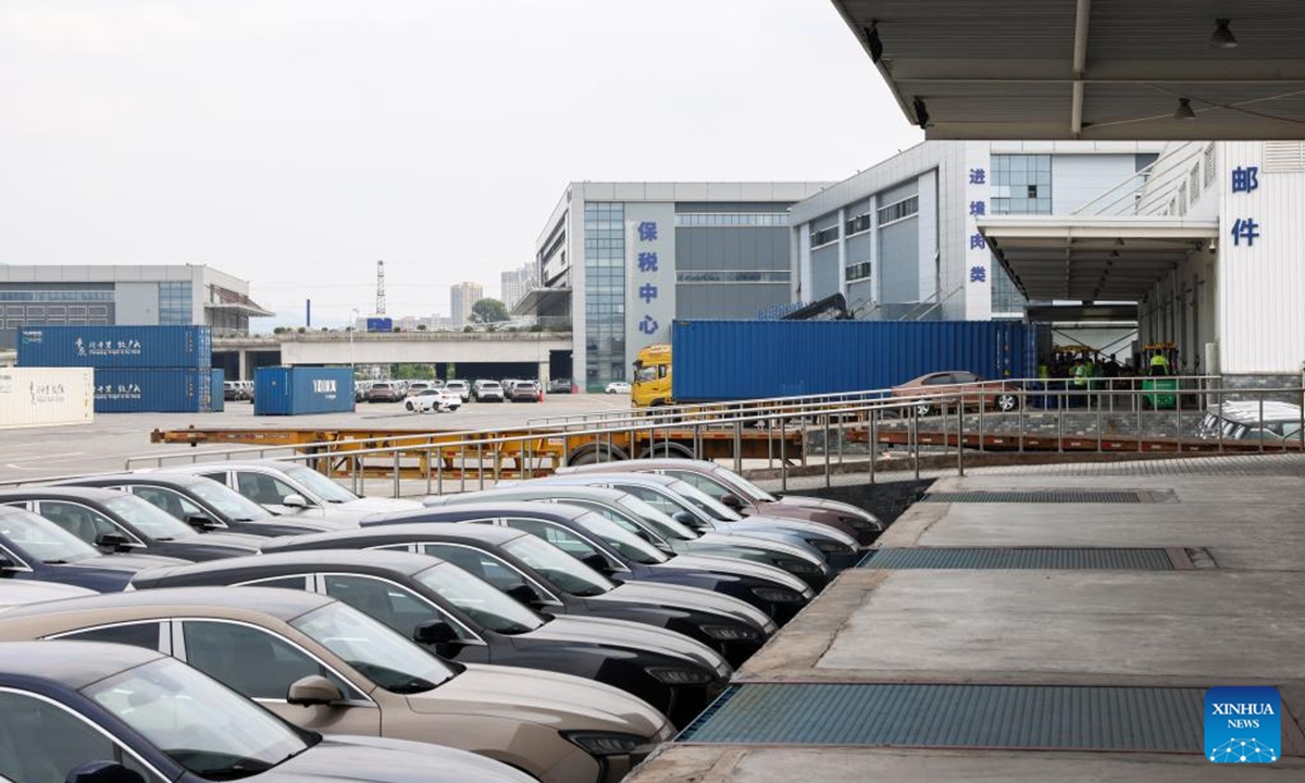 This photo taken on July 30, 2024 shows the Chongqing Railway Port at the Chongqing International Logistics Hub Park in Shapingba District of Chongqing, southwest China. Chongqing International Logistics Hub Park, along with its 62 freight train routes, has risen to be a major hub of international freight trains in the country's western region. (Photo: Xinhua)