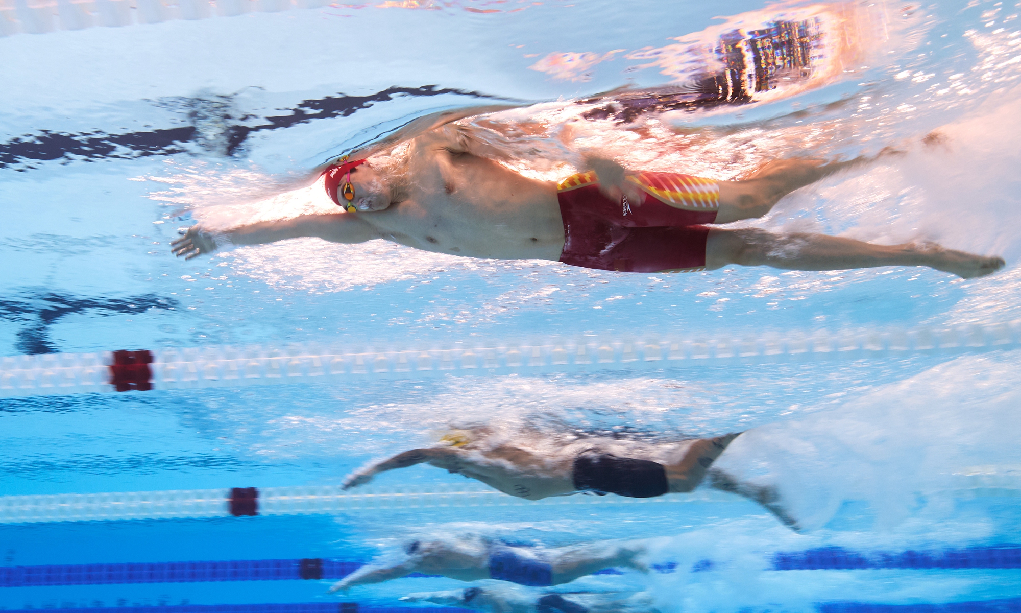 Pan Zhanle, a Chinese swimmer, competes in the men's 100-meter freestyle final at the Paris Olympics, on July 31, 2024. He set a new world record winning gold. Photo: VCG