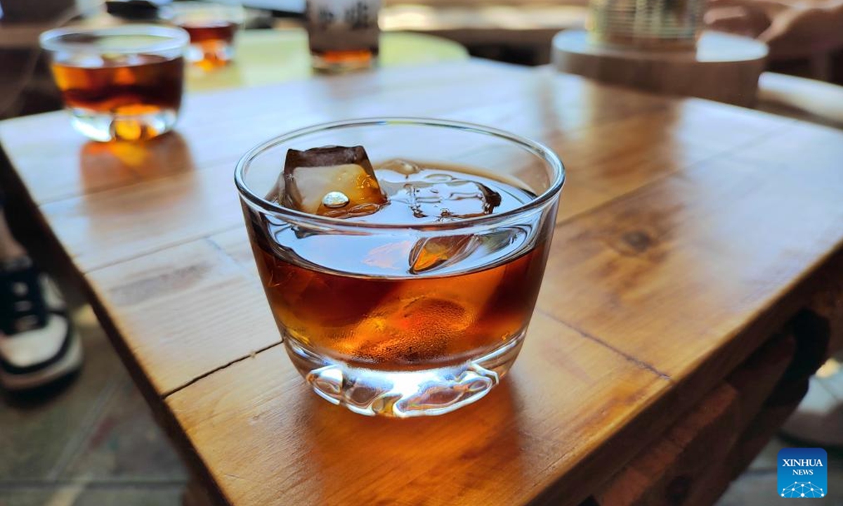 This photo shows a cup of coffee at Heyin Cafe in Shangwangyu Village of Huairou District in Beijing, capital of China, June 12, 2024. (Photo: Xinhua)