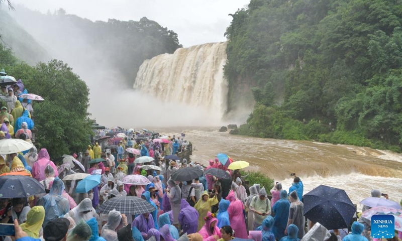 Tourists visit the Huangguoshu Waterfall scenic area in Anshun, southwest China's Guizhou Province, Aug. 2, 2024. Photo: Xinhua