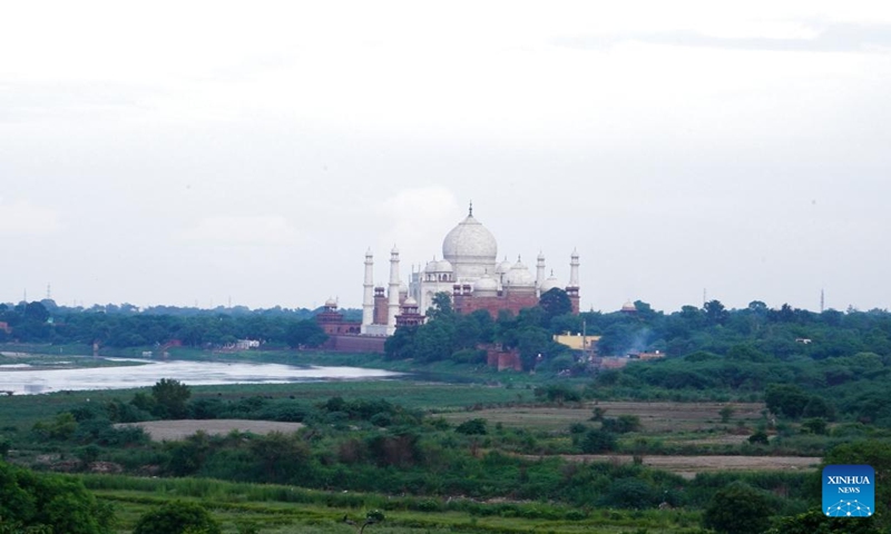 This photo taken on Aug. 3, 2024 shows the Taj Mahal seen from afar in Agra, Uttar Pradesh, India. The Taj Mahal, a UNESCO world heritage site located in India's northern state of Uttar Pradesh, is one of the world's leading tourist attractions. Photo: Xinhua