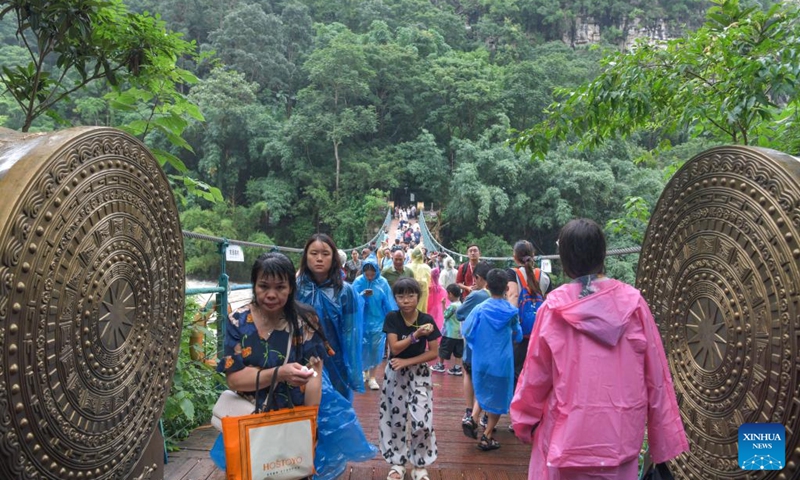 Tourists visit the Huangguoshu Waterfall scenic area in Anshun, southwest China's Guizhou Province, Aug. 2, 2024. Photo: Xinhua