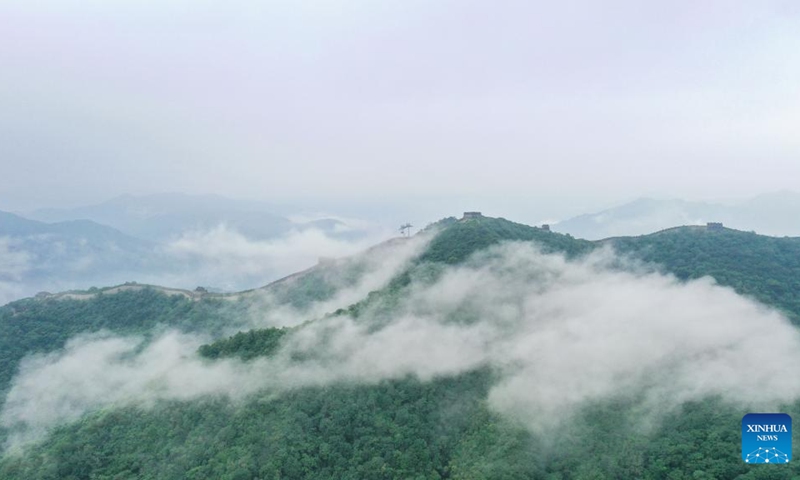 An aerial drone photo taken on Aug. 3, 2024 shows scenery of the Mutianyu section of the Great Wall in Beijing, capital of China. Photo: Xinhua