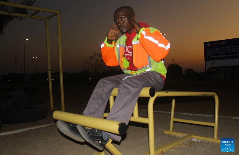 A man exercises at a free outdoor gym in Francistown, Botswana, July 21, 2024. Photo: Xinhua