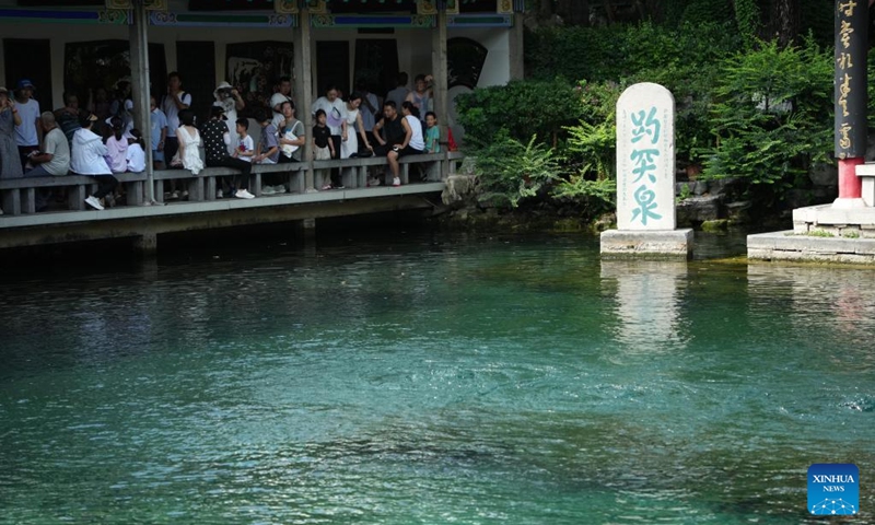 People visit the Baotu Spring in Jinan, east China's Shandong Province, Aug. 3, 2024. Dubbed the city of a thousand springs, Jinan boasts more than 1,200 natural springs. Photo: Xinhua