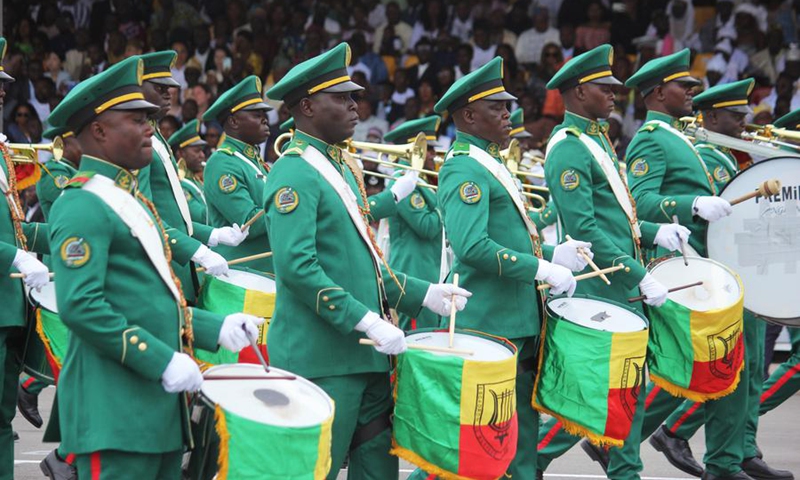 Beninese soldiers take part in a parade marking the 64th anniversary of Benin's independence in Cotonou, Benin, on Aug. 1, 2024. Photo: Xinhua