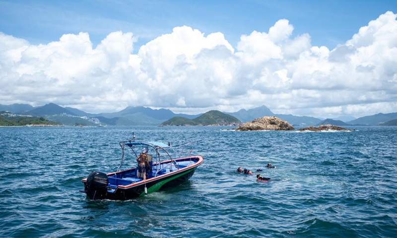 Chan Tin Ming and his team set out to search for a ghost net in Hong Kong, southern China, June 27, 2024. Photo: Xinhua