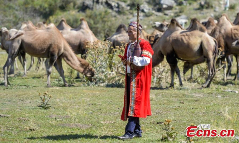 Artists perform Aken Songs at a park in Urumqi, northwest China's Xinjiang Uyghur Autonomous Region, Aug. 3, 2024. Photo: China News Service