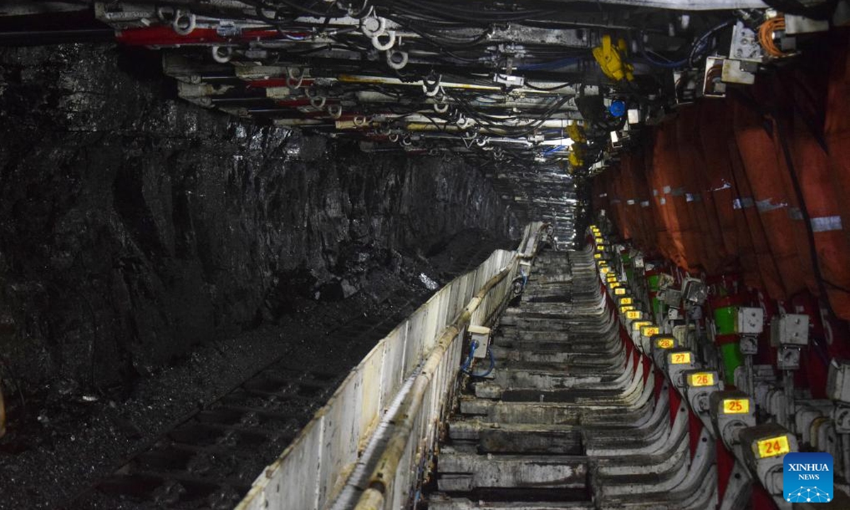 This photo taken on Aug. 1, 2024 shows the working area of the Huayang No. 2 Coal Mine in Yangquan City, north China's Shanxi Province. (Photo: Xinhua)